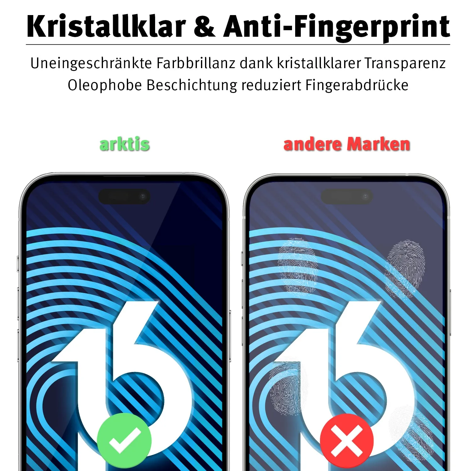 arktis Displayschutz GLAS iPhone 16 Pro 1 Stück
