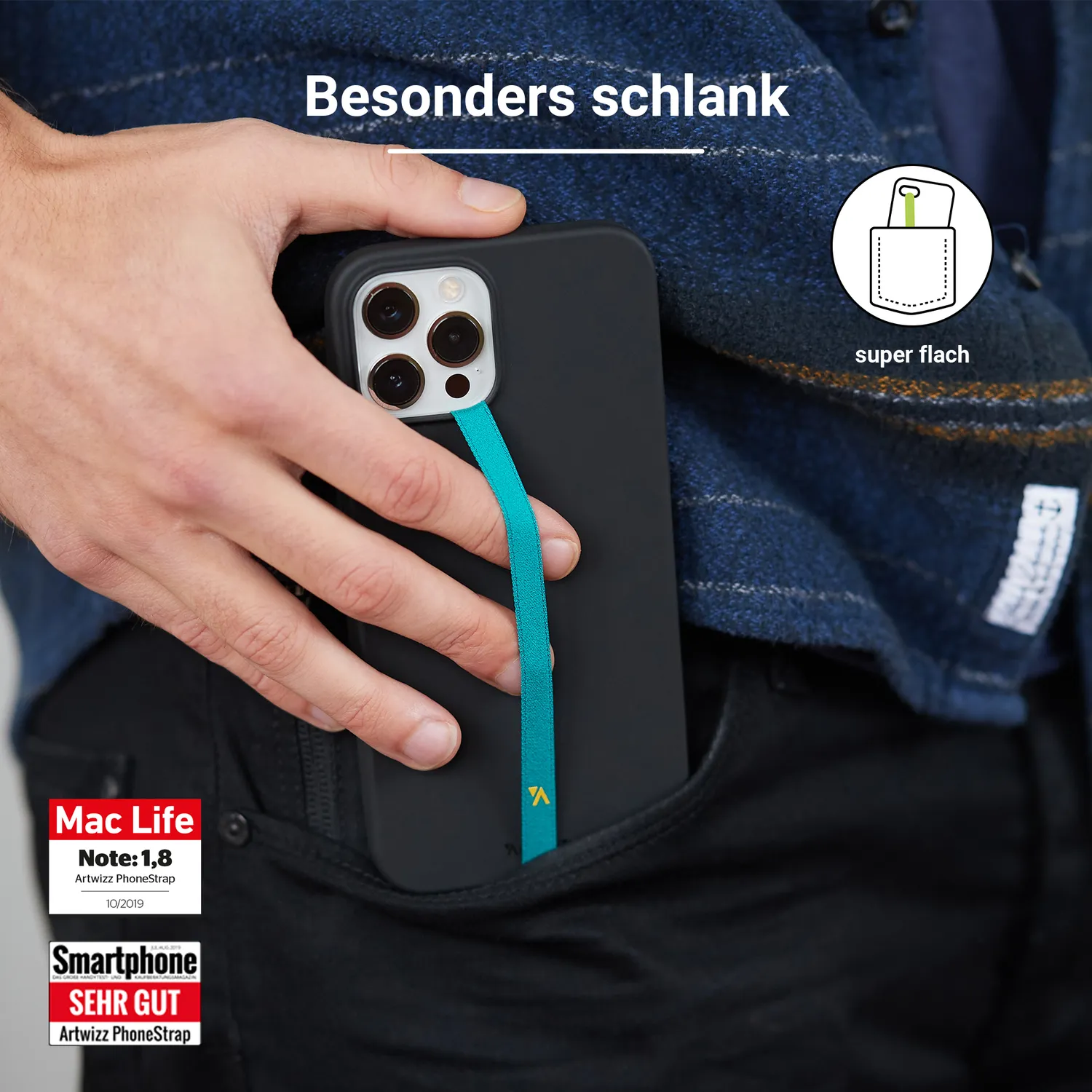 Artwizz PhoneStrap Handy-Schlaufe selbstklebend 2er-Set schwarz
