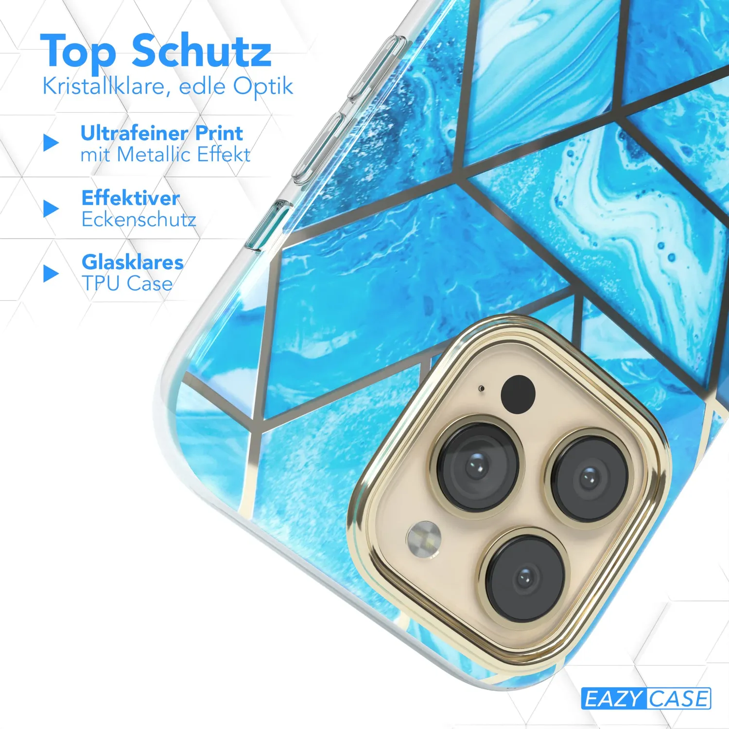 EAZY CASE 360 Grad iPhone 13 Pro Handyhülle Blau Displayschutz