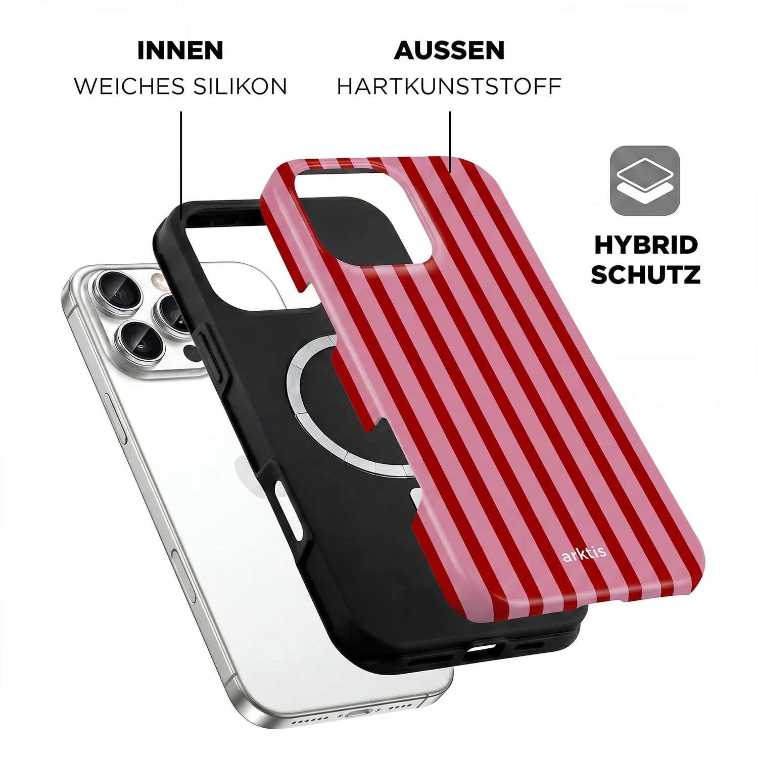 arktis iPhone 16 Pro Hülle Stripes MagSafe