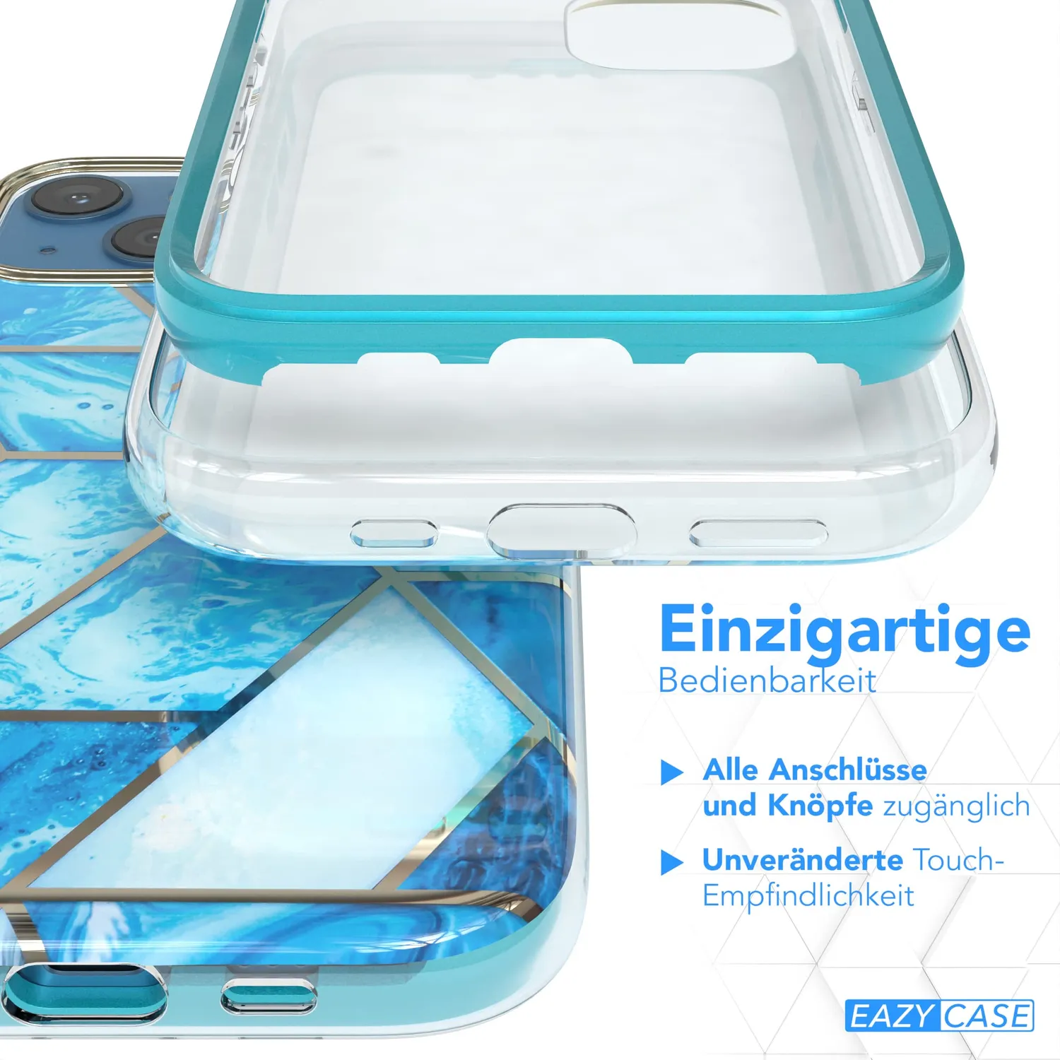 EAZY CASE iPhone 13 360 Grad Hülle Blau Full Cover