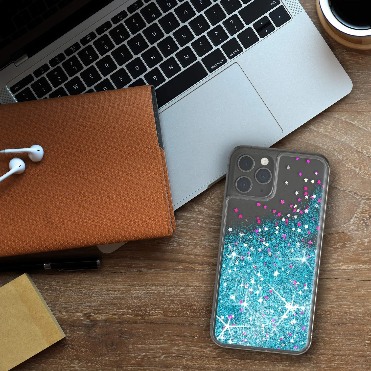 EAZY CASE iPhone 11 Pro Glitzer Hülle Liquid Blau Transparent