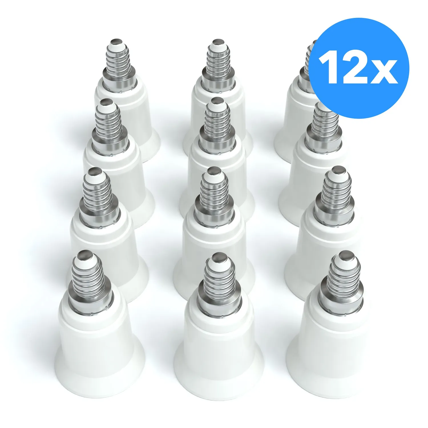 EAZY CASE E14 auf E27 Lampenadapter 12 Stück Weiß Hitzefest