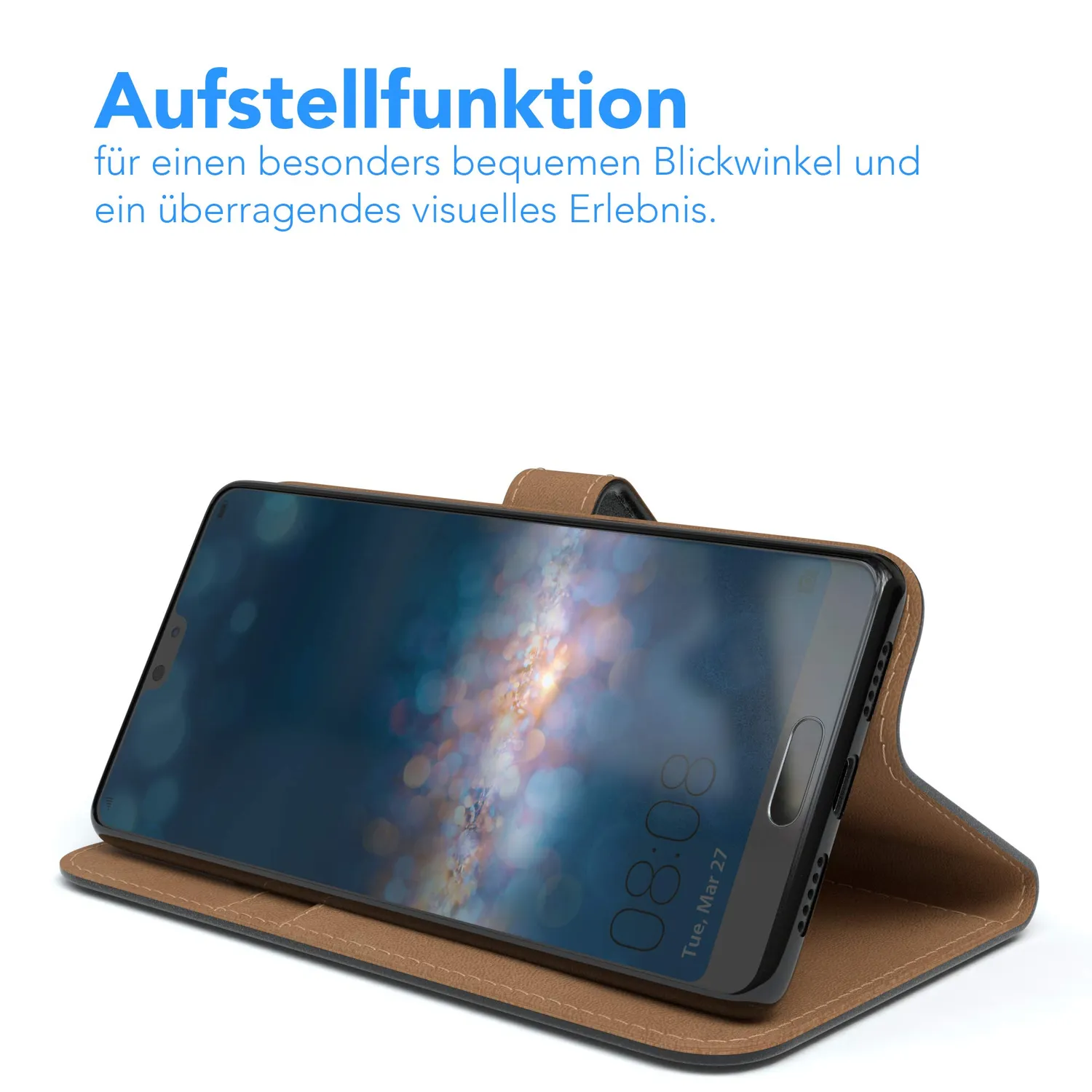 EAZY CASE Huawei P20 Klapphülle Schwarz Book mit Kartenfach