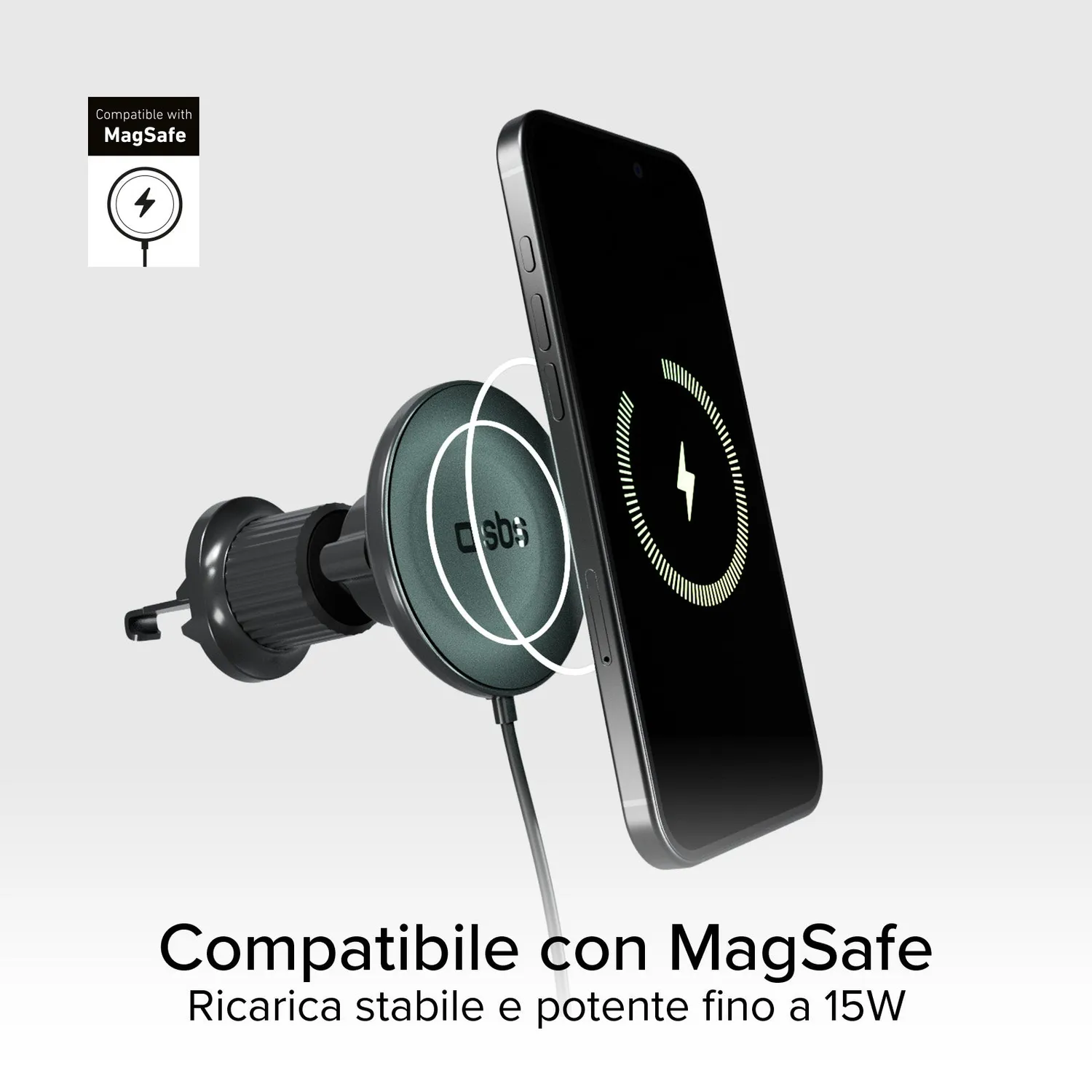 SBS MagSafe Autohalterung Lüftung 15W Wireless Schwarz