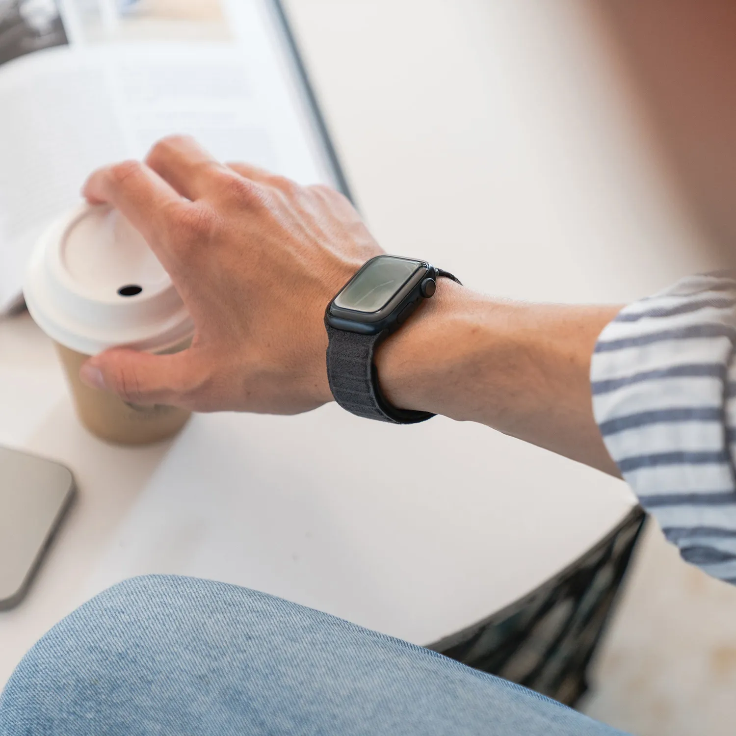 arktis arktisband Apple Watch Armband Alcantara Graphitschwarz