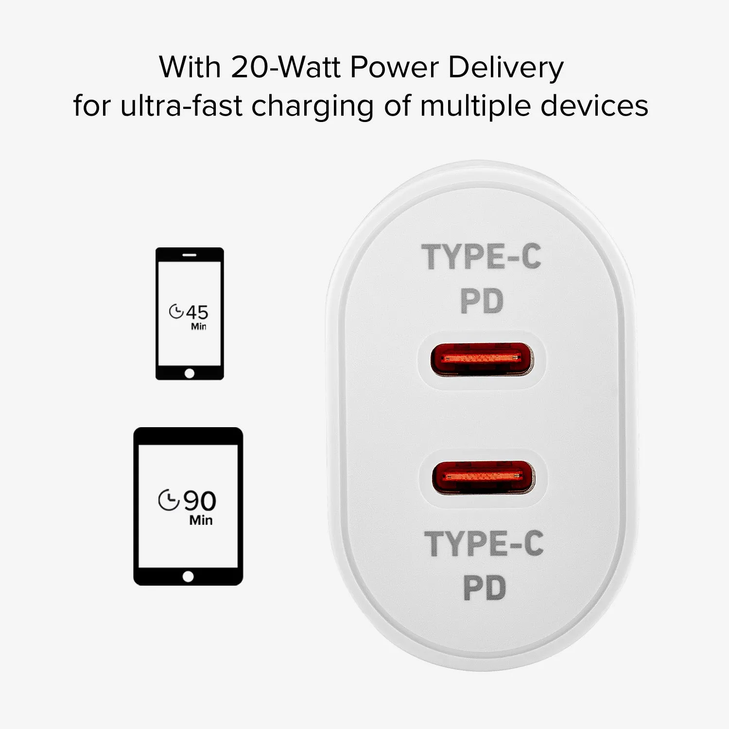 SBS 20W PD Dual USB-C Ladegerät weiß Schnellladen