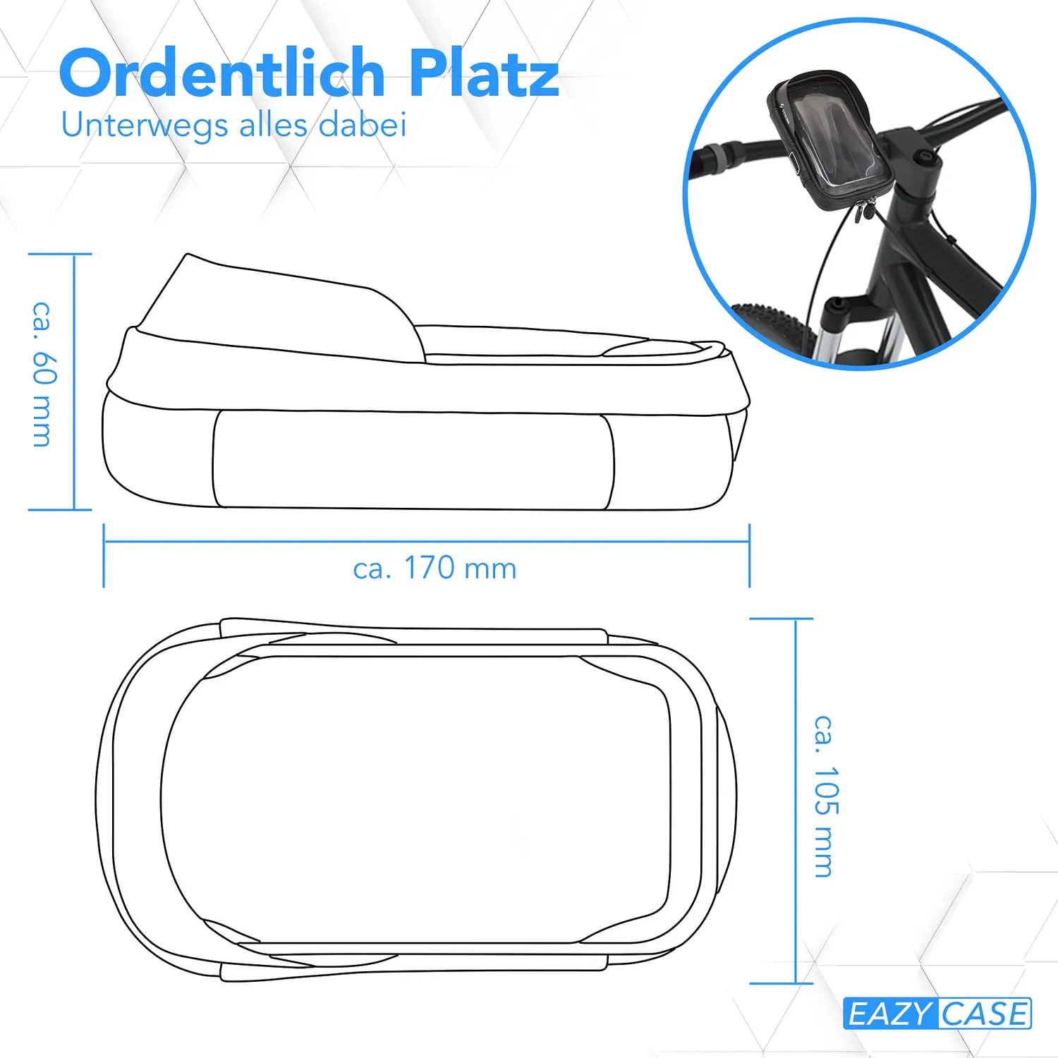 EAZY CASE Fahrrad Lenkertasche wasserfest Touchscreen 6,4 Zoll