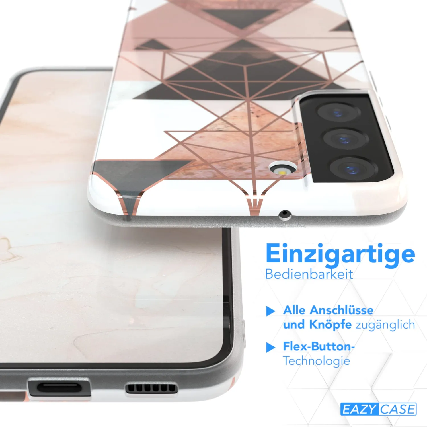 EAZY CASE Geometrie Galaxy S22 5G Silikonhülle Rosa Braun