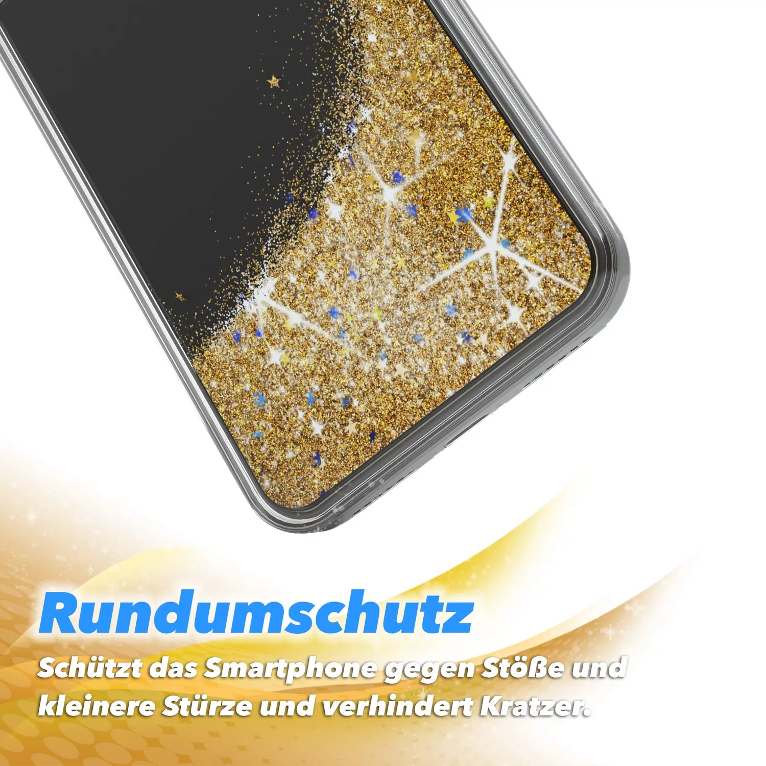 EAZY CASE iPhone X/XS Glitzerhülle Transparent Gold Liquid