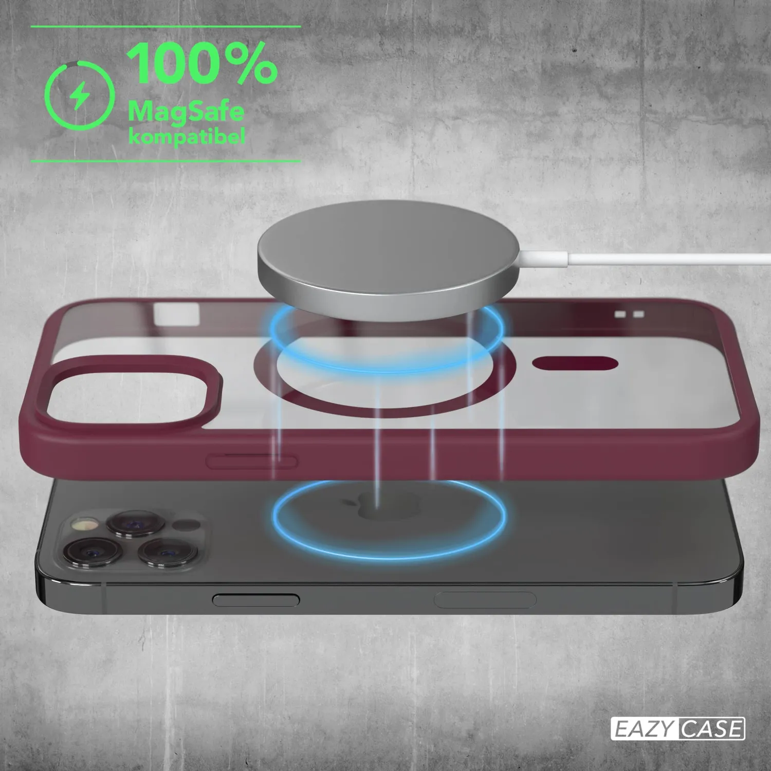 EAZY CASE Crystal iPhone 12/12 Pro Hülle Beere MagSafe