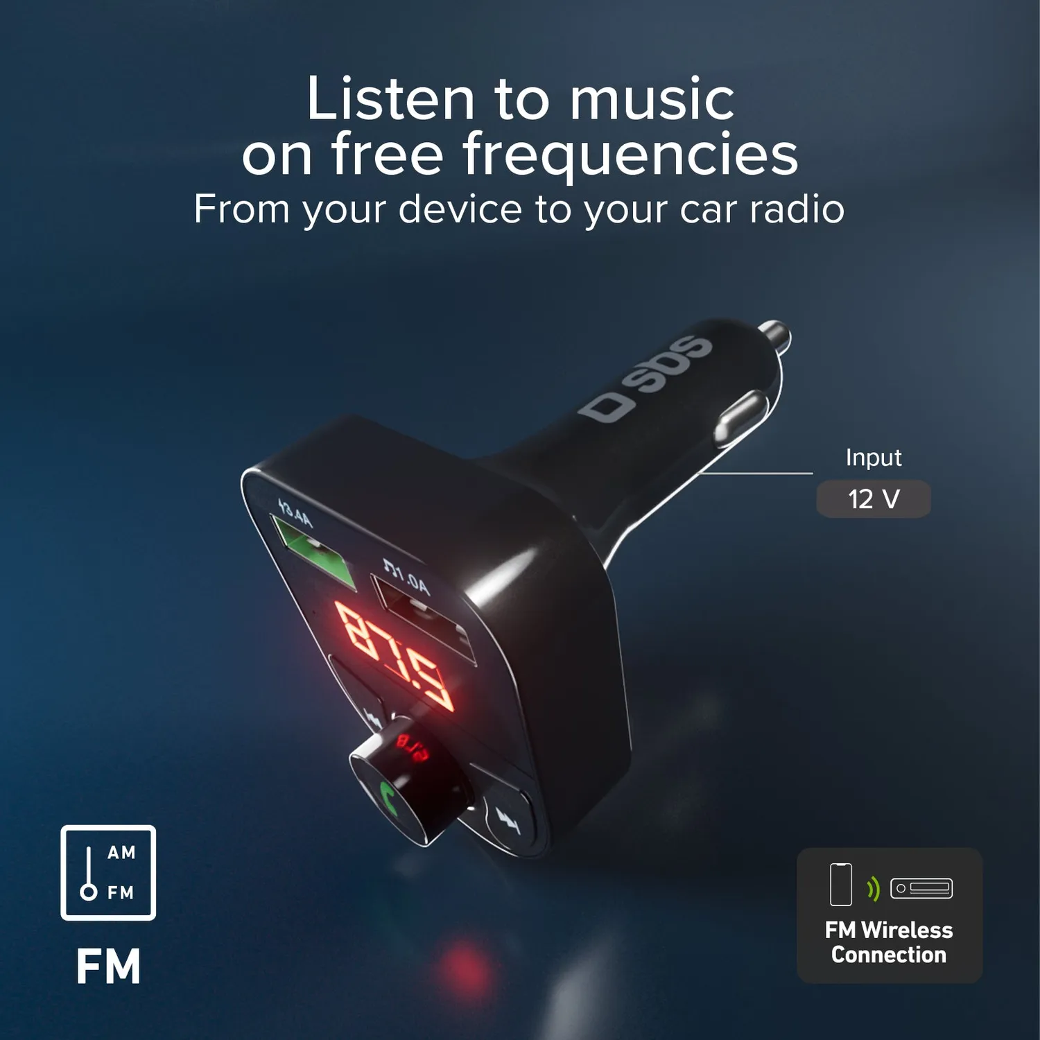 SBS 15W Autoladegerät mit FM-Transmitter Bluetooth USB