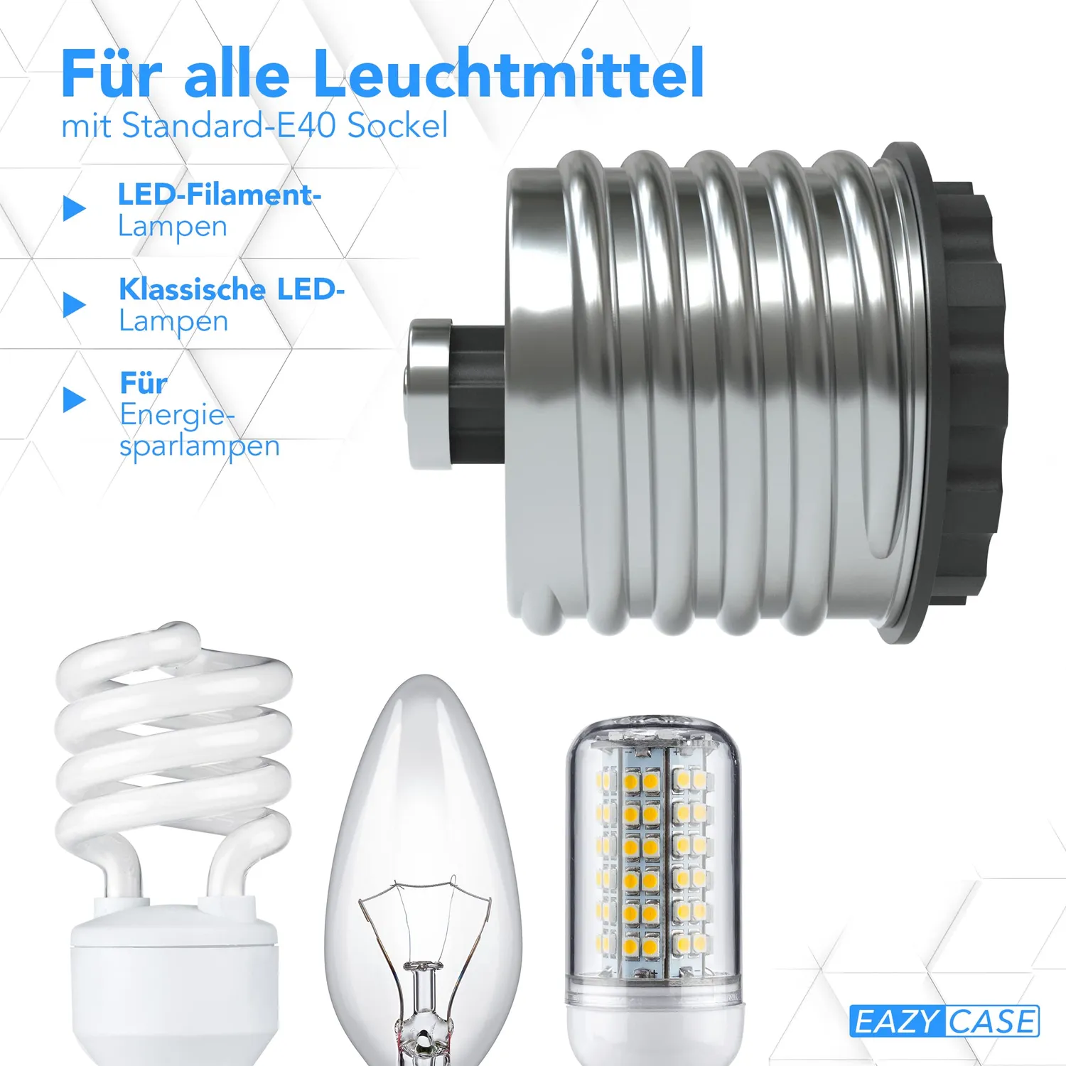 EAZY CASE E40 auf E27 Adapter 4x Schwarz 30W