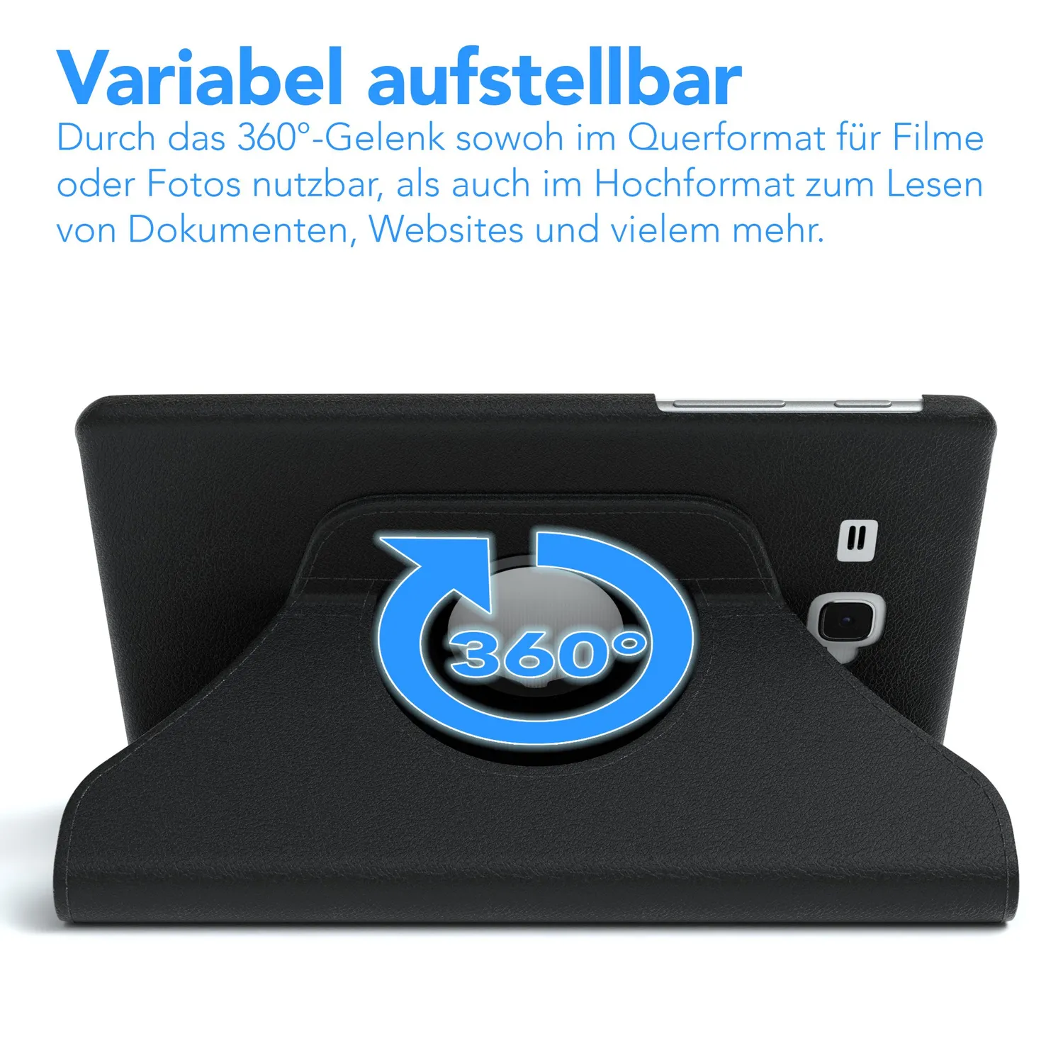 EAZY CASE Galaxy Tab A 2016 7.0 Tablethülle Schwarz 360° drehbar