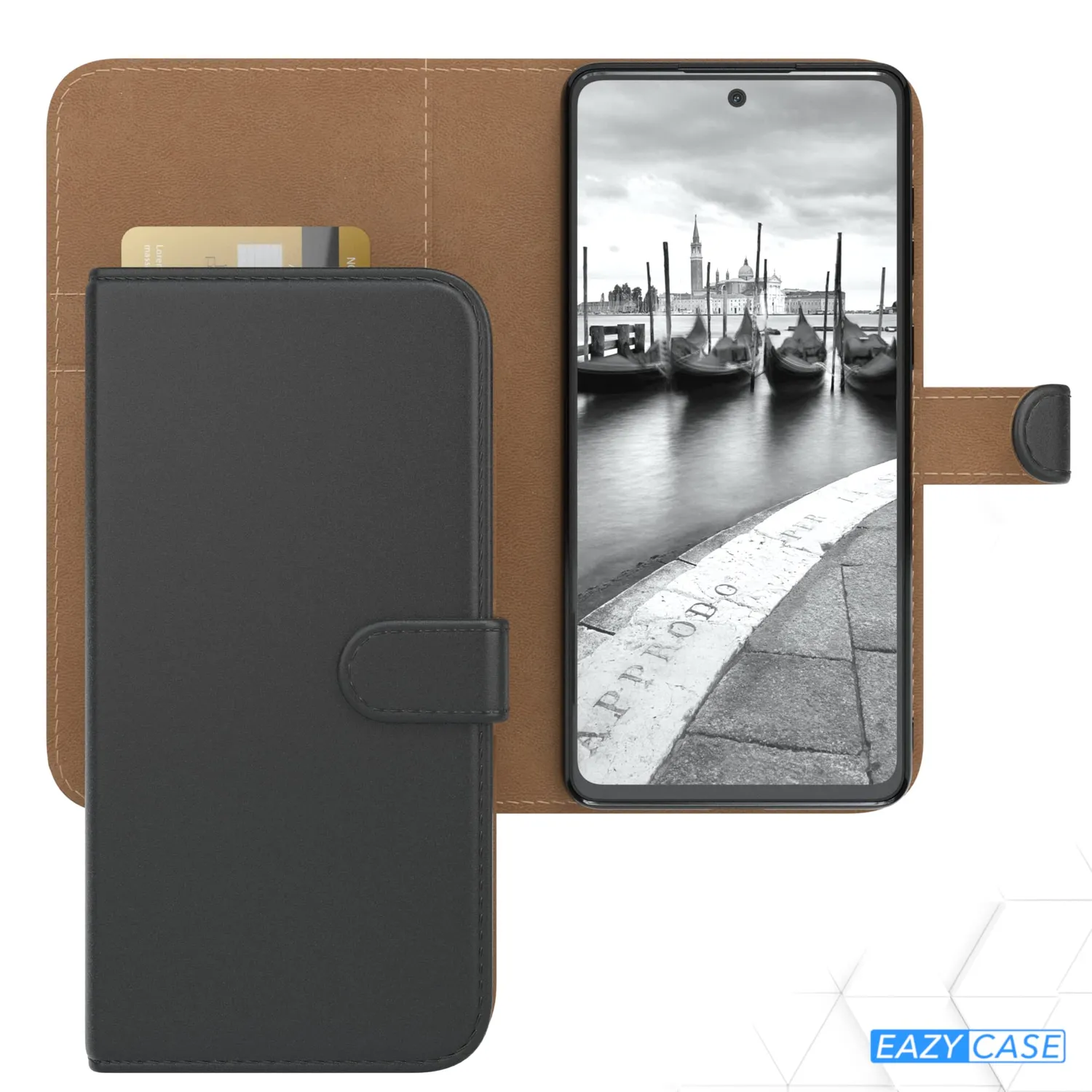 EAZY CASE Galaxy A73 Klapphülle Book Schwarz Kunstleder