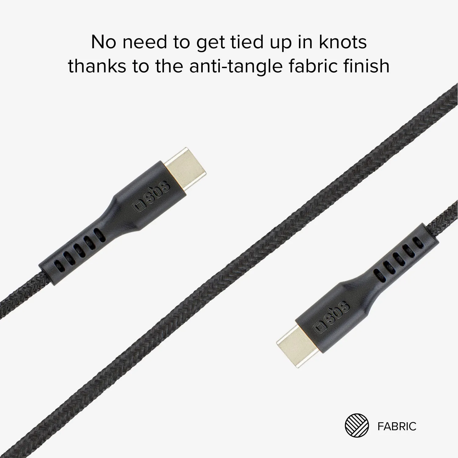 SBS USB-C Ladekabel 2 m geflochten mit Magnethalter