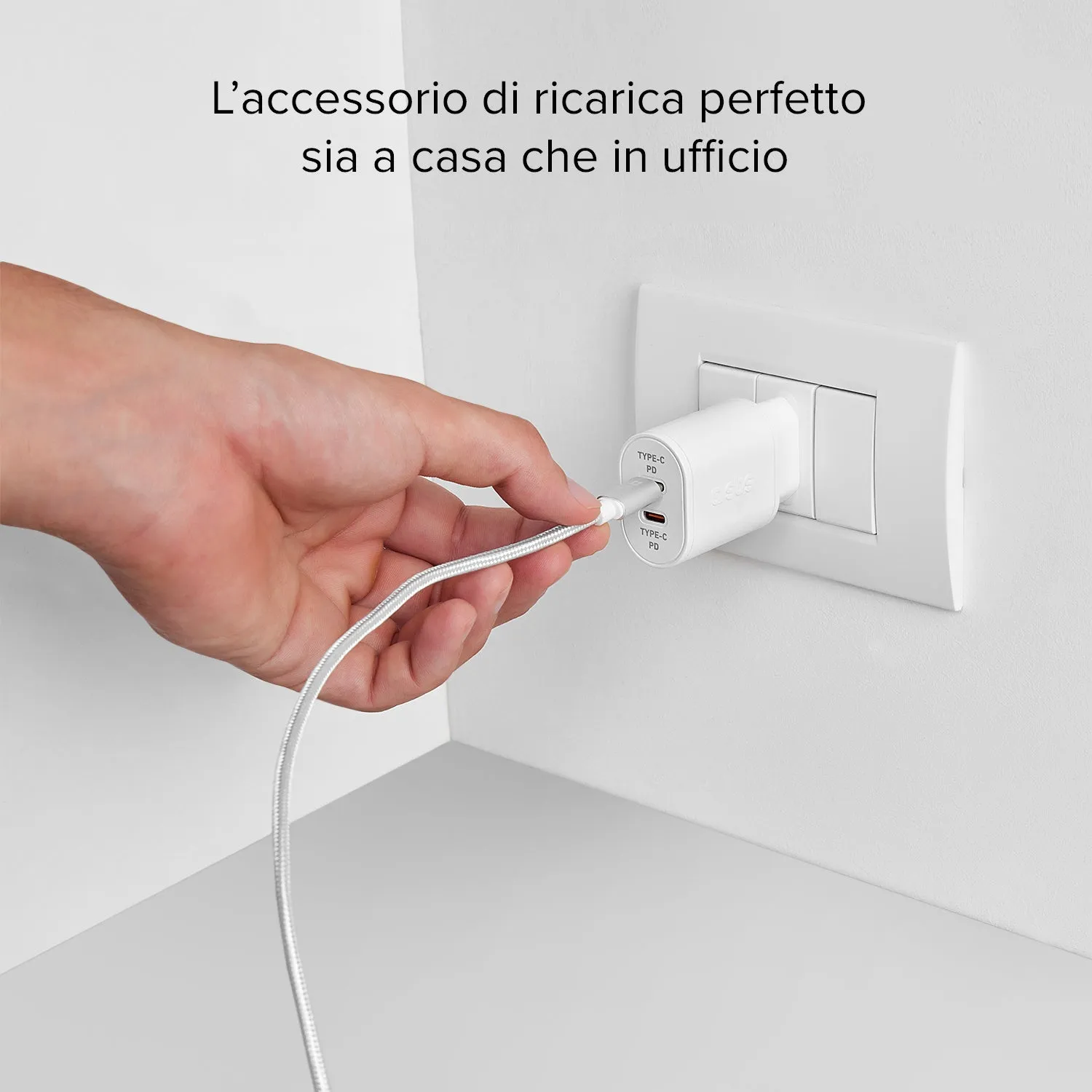 SBS 20W PD Dual USB-C Ladegerät weiß Schnellladen