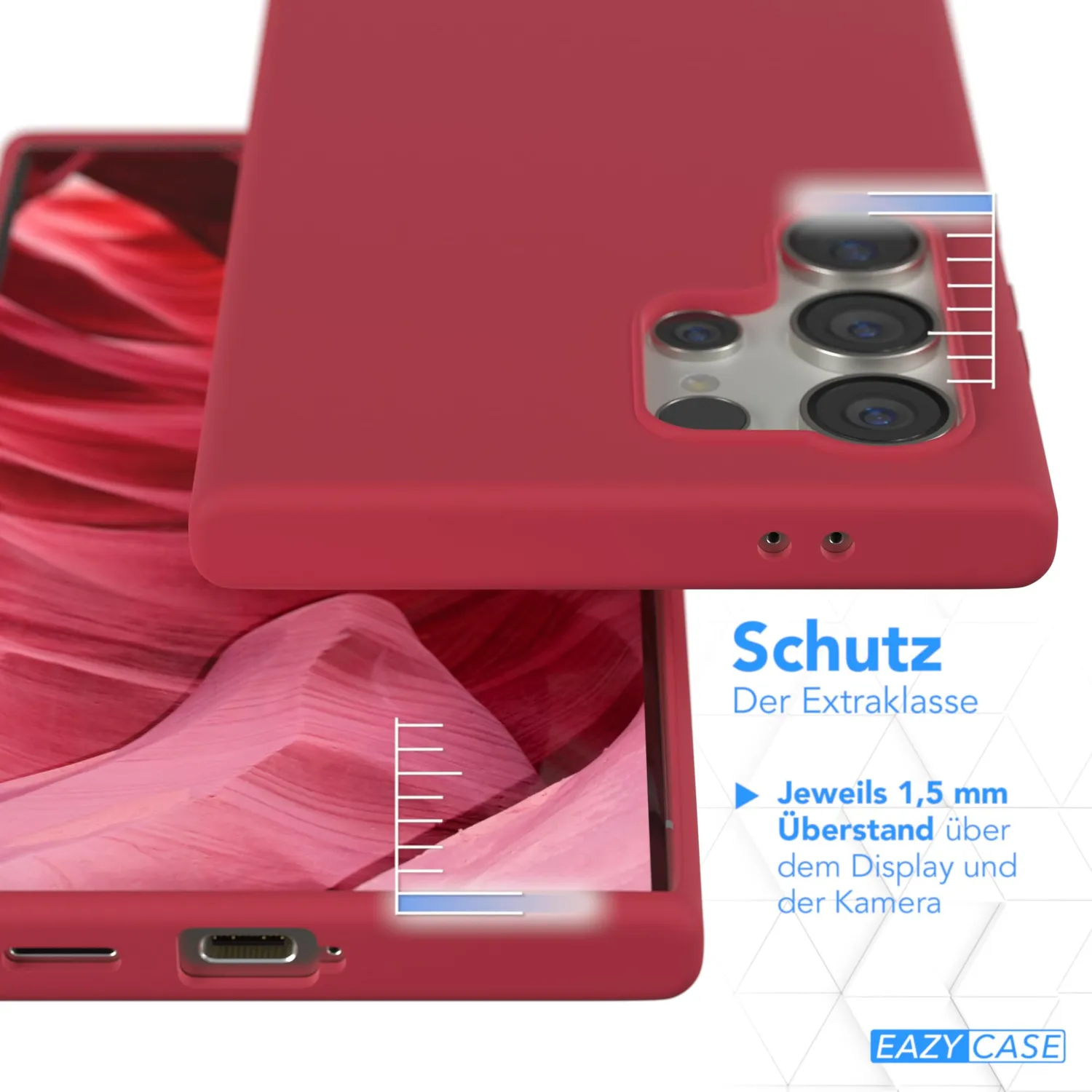 EAZY CASE Premium Silikon Galaxy S24 Ultra Handyhülle Beere matt