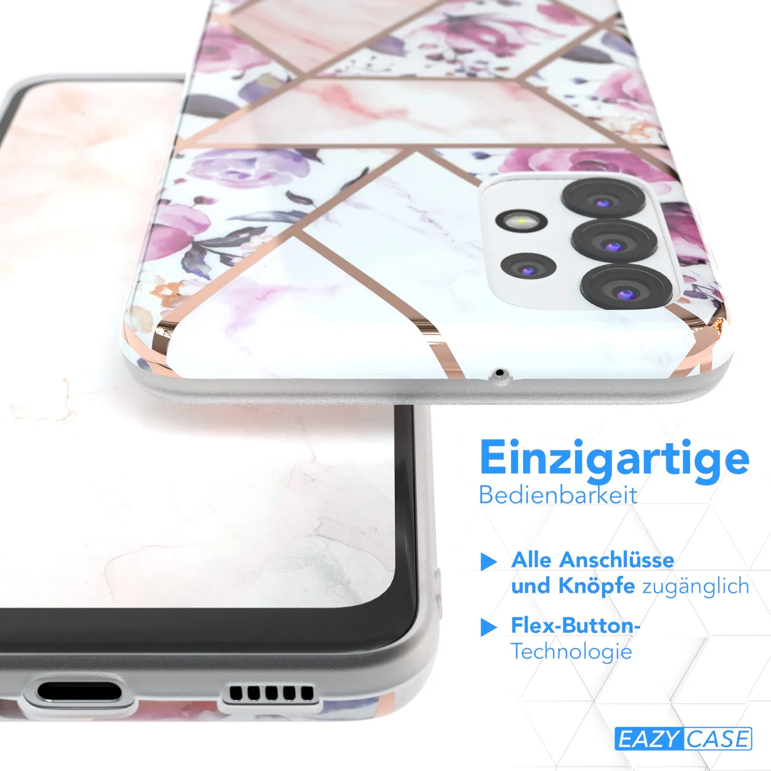 EAZY CASE Galaxy A32 5G Silikonhülle Blumen Rosé-Gold