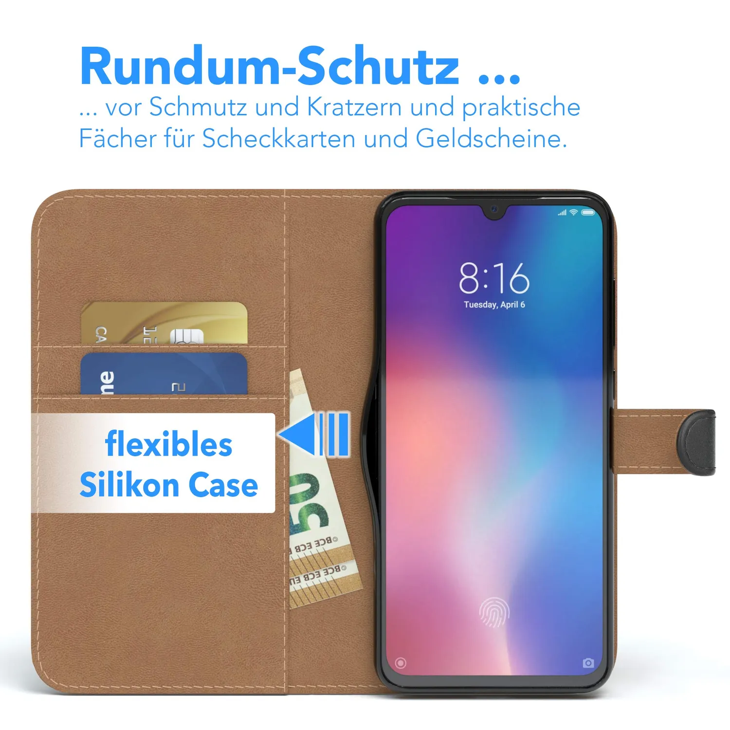 EAZY CASE Xiaomi Mi 9 Klapphülle schwarz Bookstyle