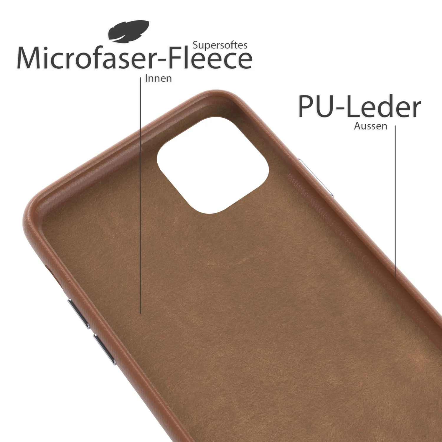EAZY CASE iPhone 11 Pro Max Kunstlederhülle Braun Kameraschutz