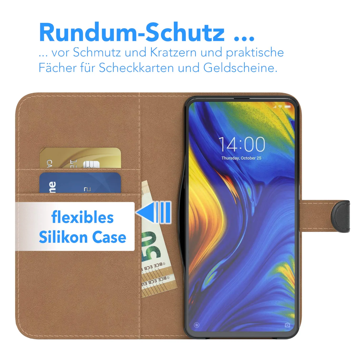 EAZY CASE Xiaomi Mi Mix 3 Klapphülle Book Schwarz Magnet
