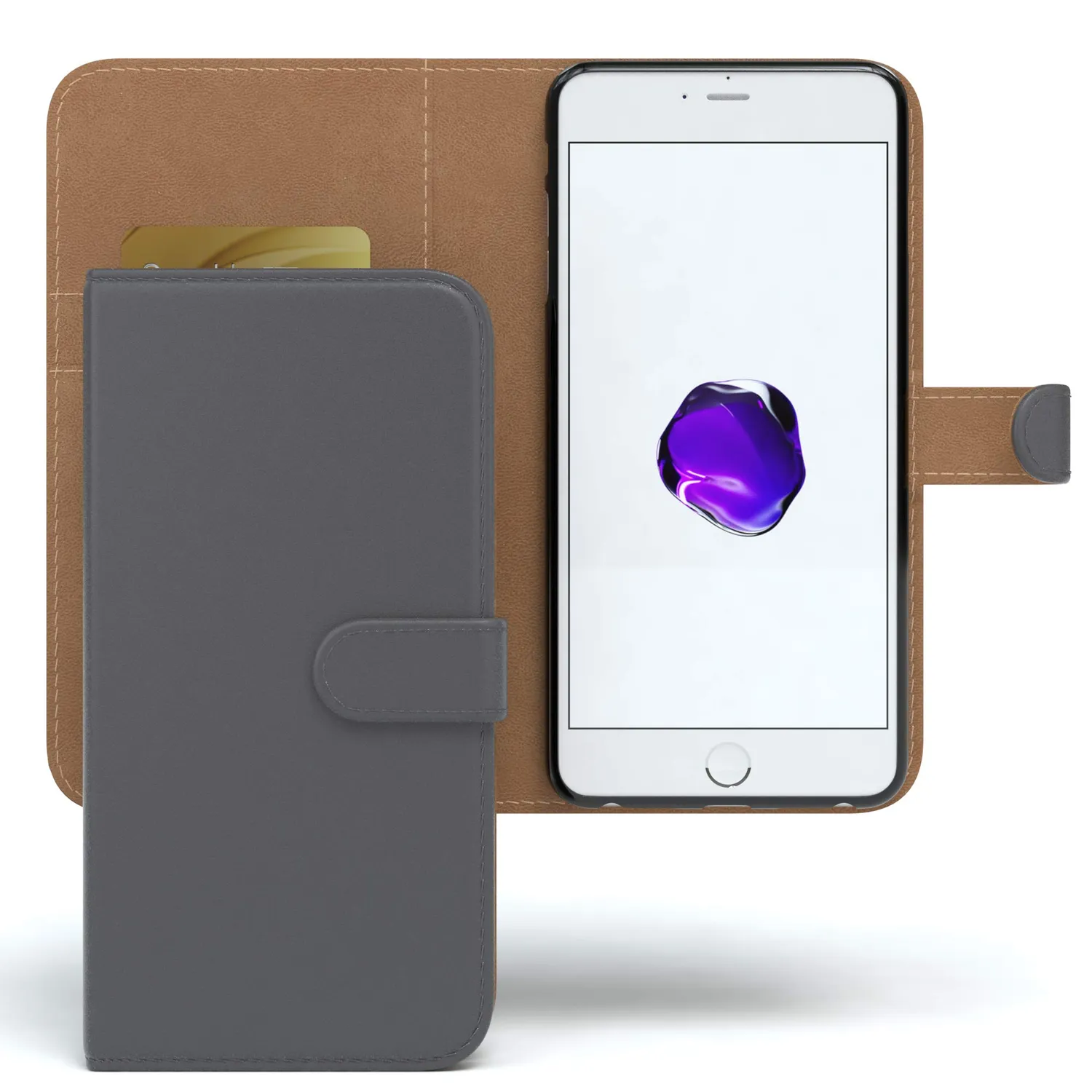 EAZY CASE iPhone 7 Plus 8 Plus Klapphülle Anthrazit Book