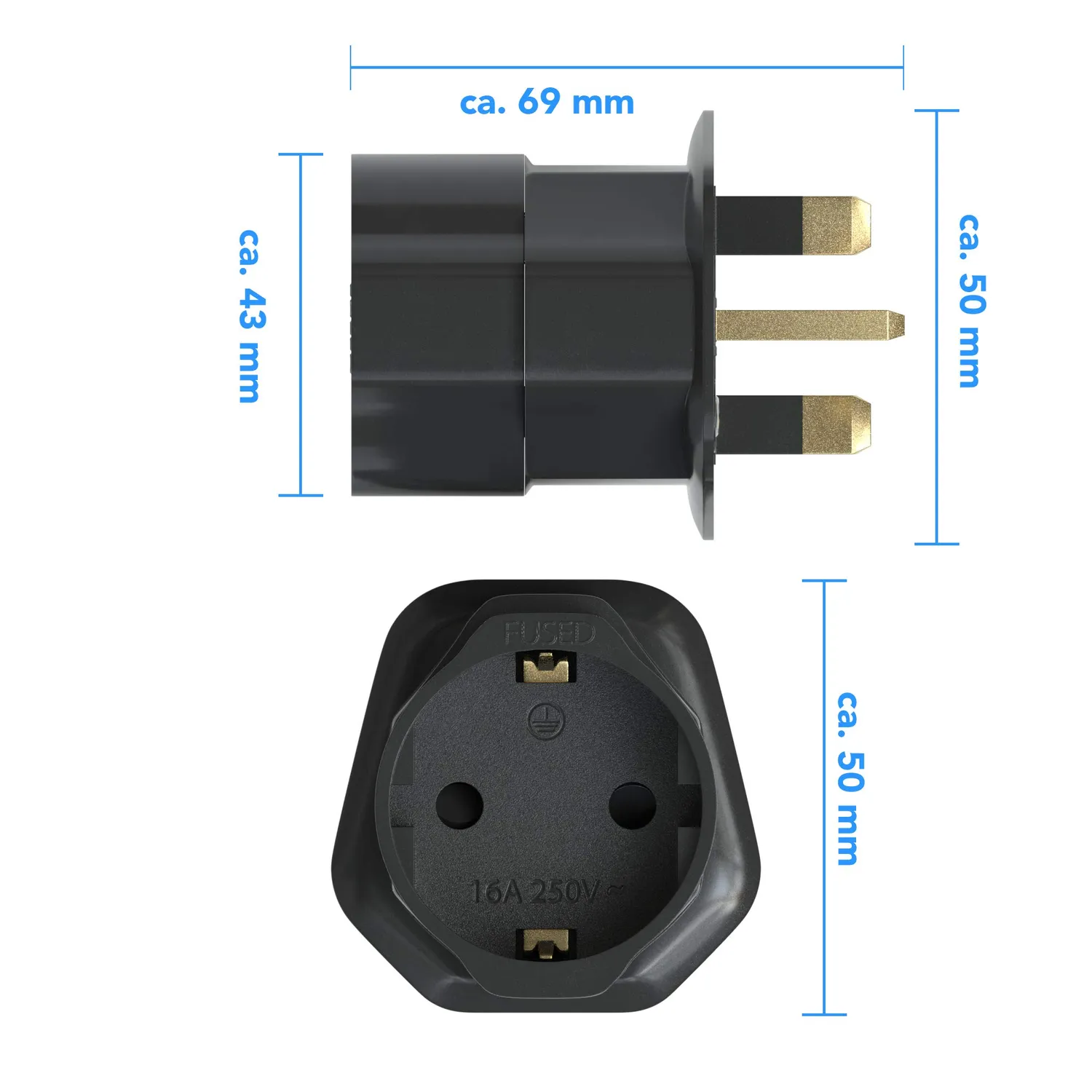 EAZY CASE UK Reiseadapter 2er Set schwarz für England