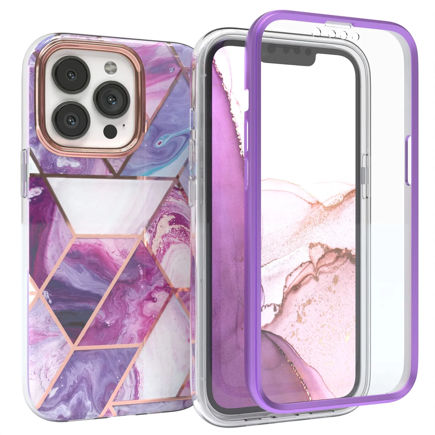 EAZY CASE 360 Grad iPhone 13 Pro Handyhülle Blau Displayschutz