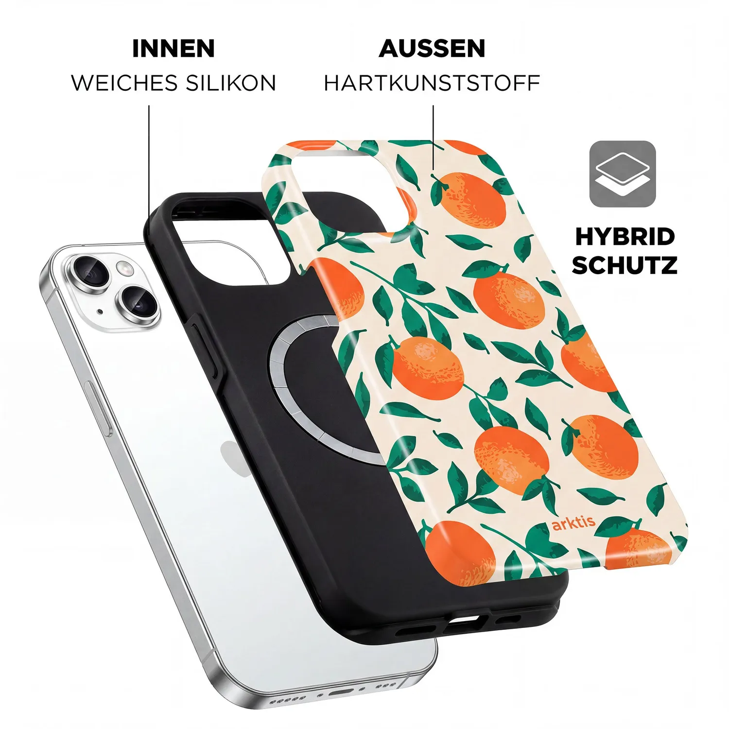 arktis Orange Tree iPhone 14 Hülle mit MagSafe