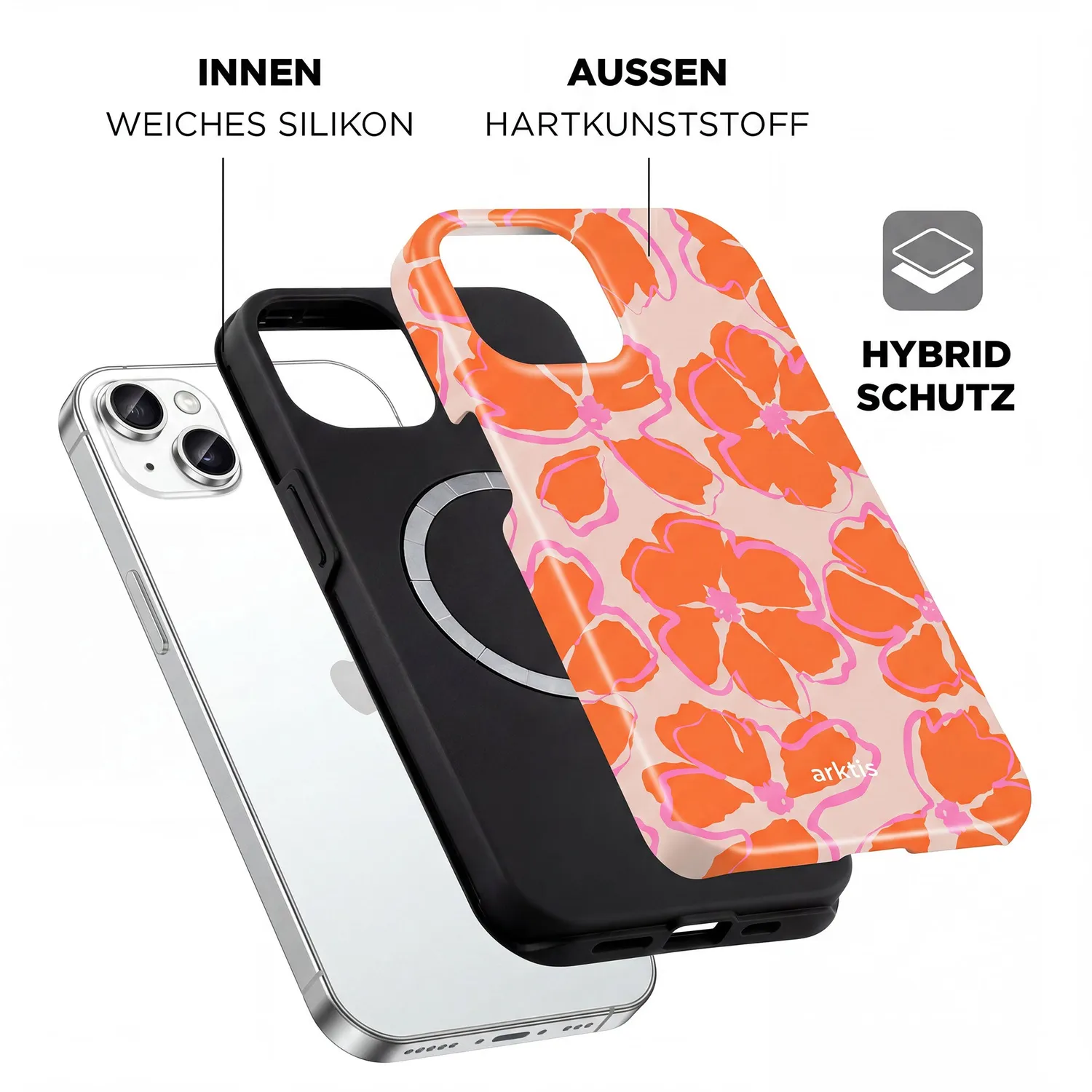 arktis iPhone 14 Hülle Orange Mallow MagSafe