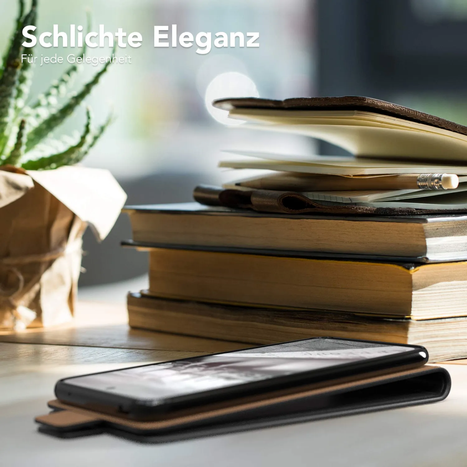 EAZY CASE Redmi Note 9S Klapphülle Schwarz Kunstleder
