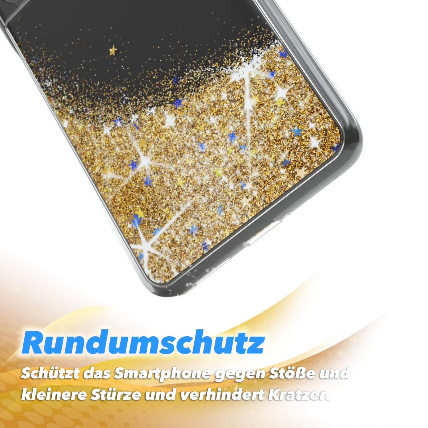 EAZY CASE Huawei P40 Pro Plus Glitzerhülle Blau Liquid