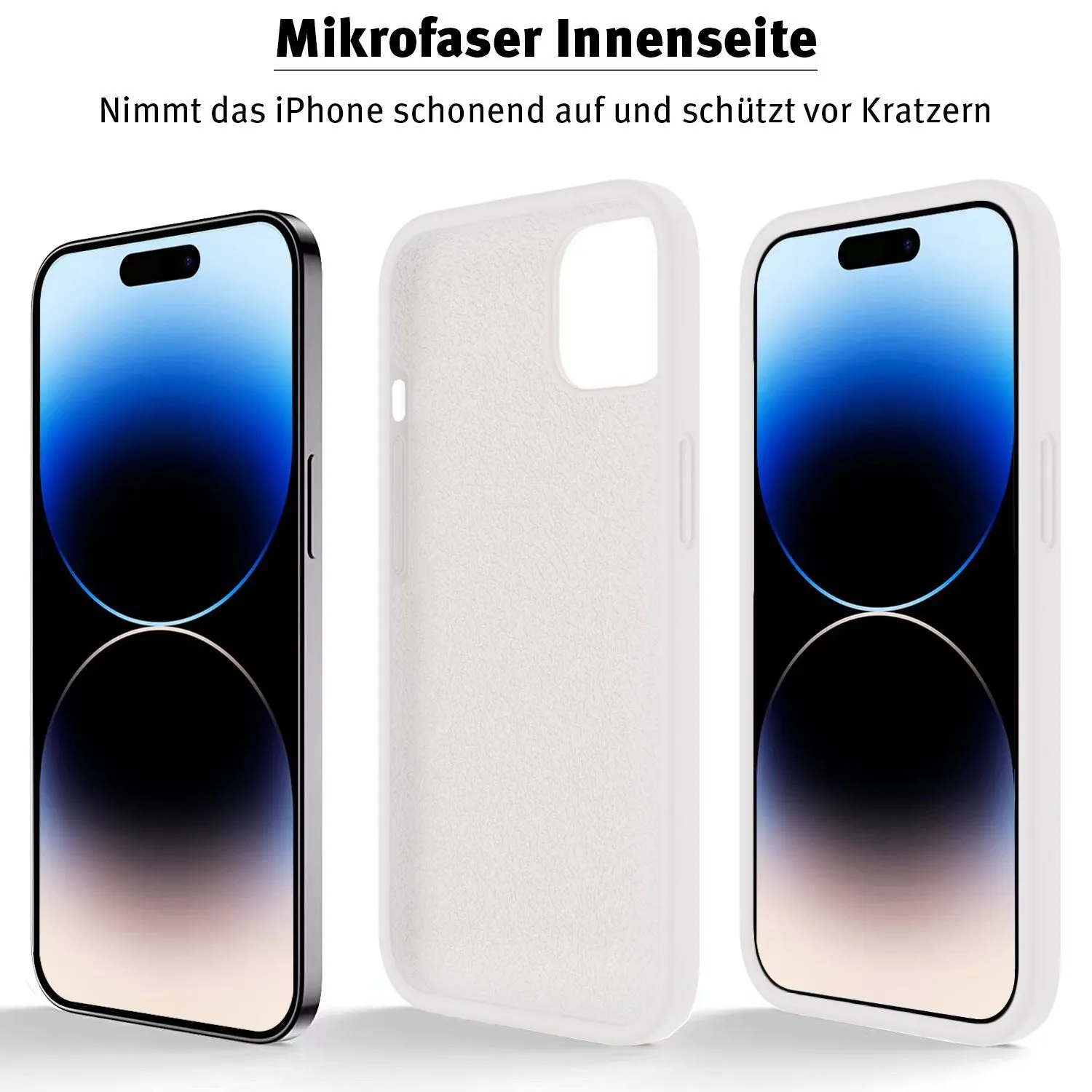 arktis Silikon iPhone 15 Pro Case Weiß Mikrofaser