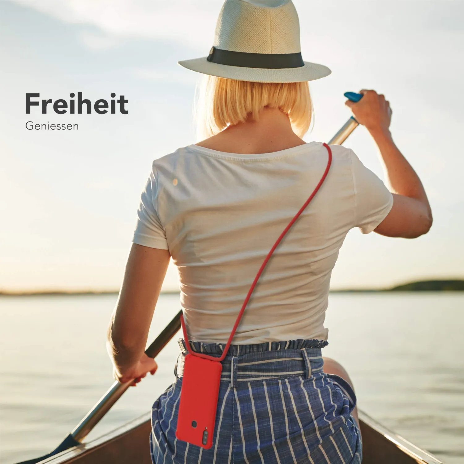 EAZY CASE Galaxy A20s Handykette Rot Silikon mit Band