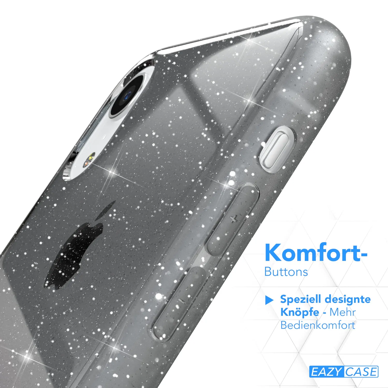 EAZY CASE iPhone XR Glitzerhülle transparent Anthrazit