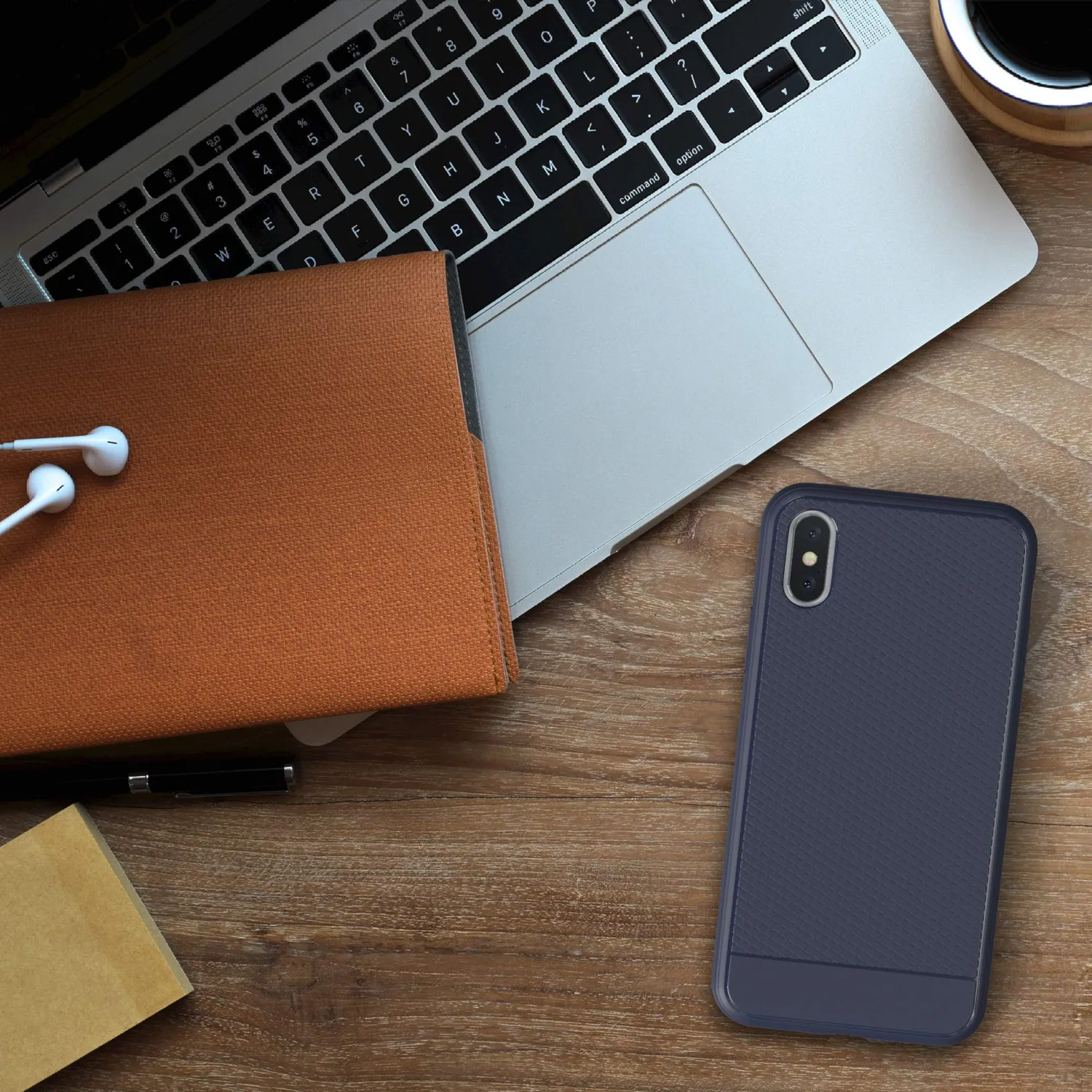 EAZY CASE Silikonhülle iPhone X/XS Dunkelblau strukturiert