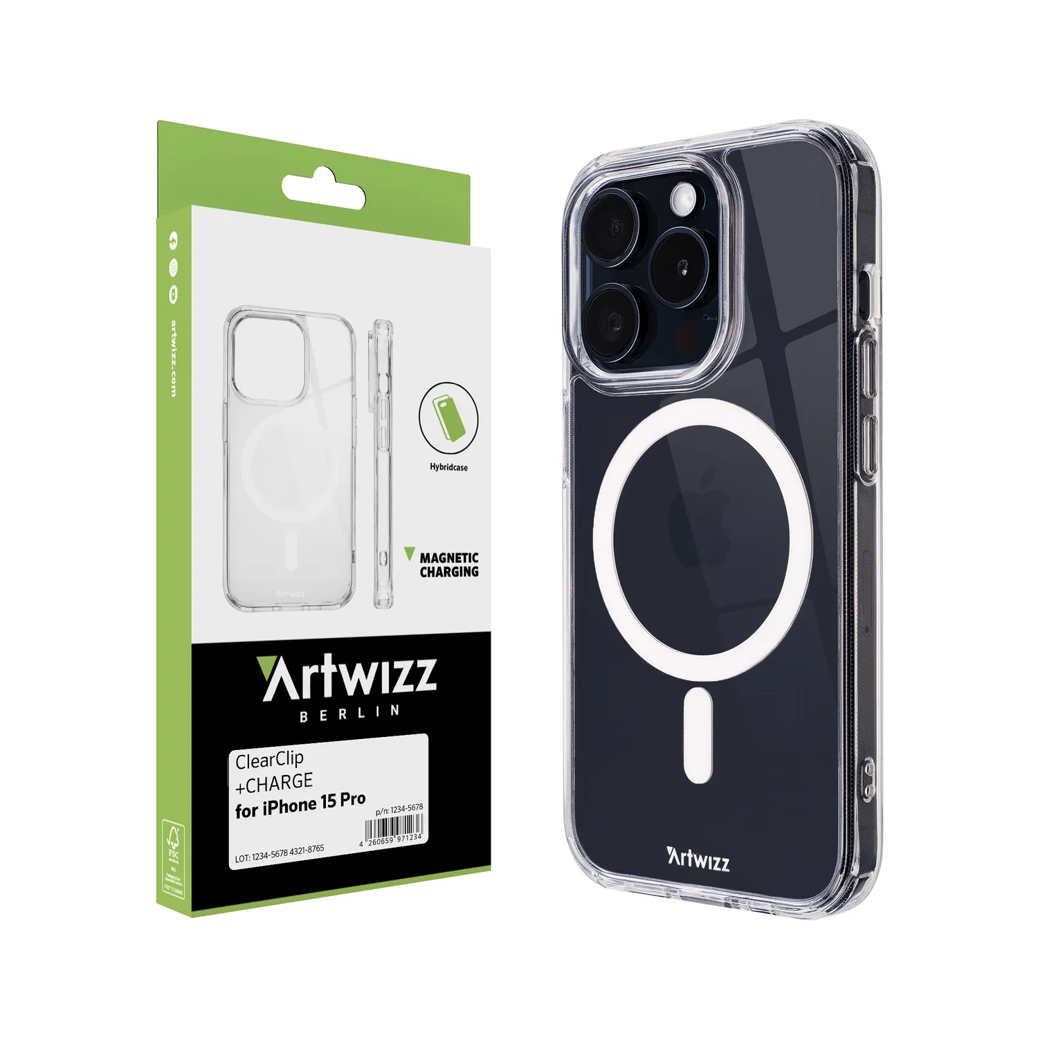 Artwizz ClearClip+Charge iPhone 15 Pro MagSafe-Hülle klar