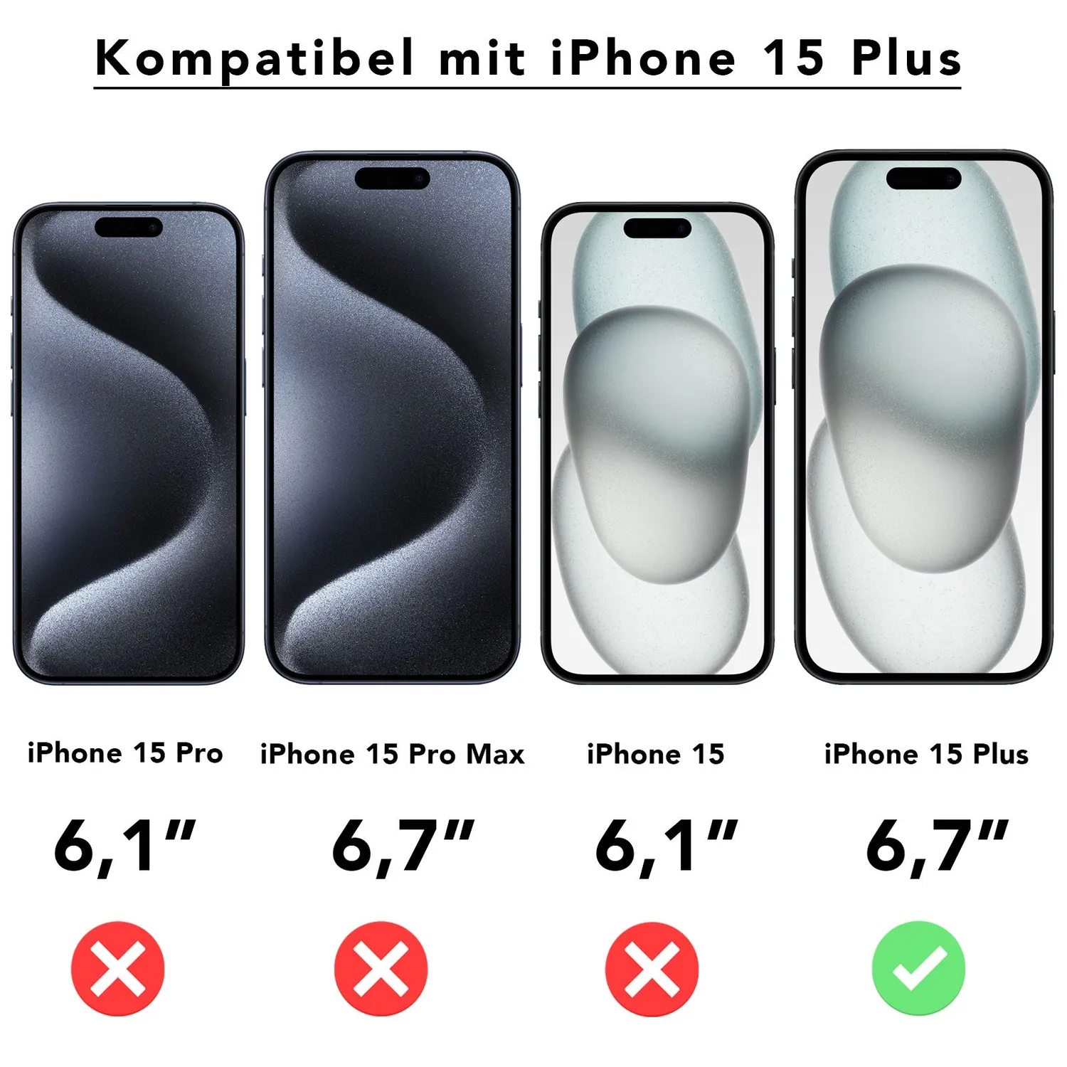 arktis Full Cover iPhone 15 Plus Panzerglas 3er Set 9H