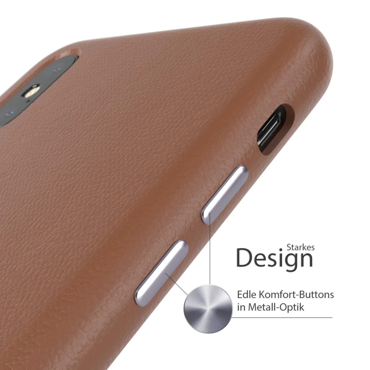 EAZY CASE iPhone X XS Kunstlederhülle Braun Qi