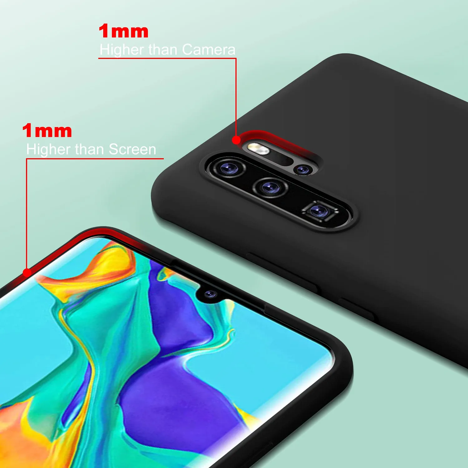 YATWIN Huawei P30 Pro Silikonhülle Schwarz dünn