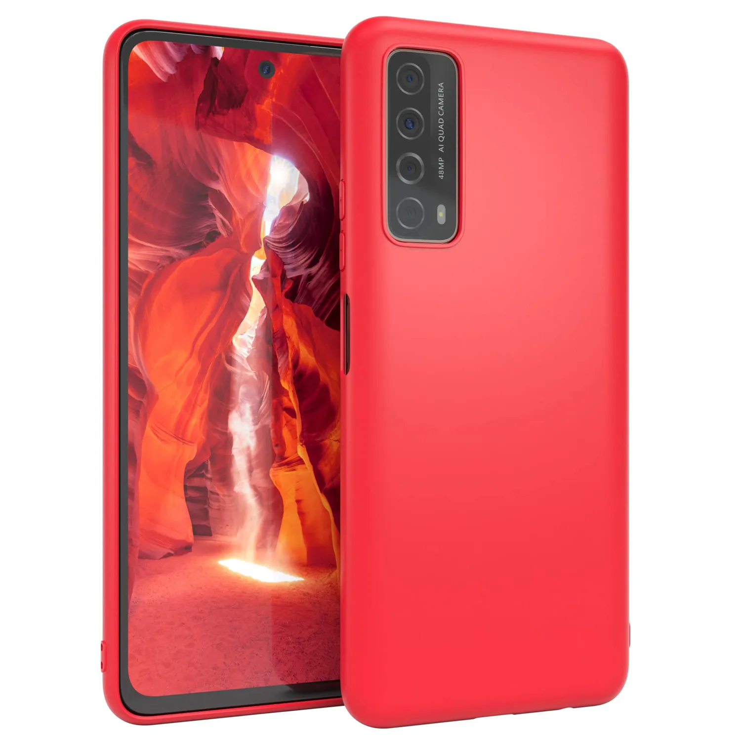 EAZY CASE Huawei P Smart 2021 Klapphülle Book Schwarz Leder