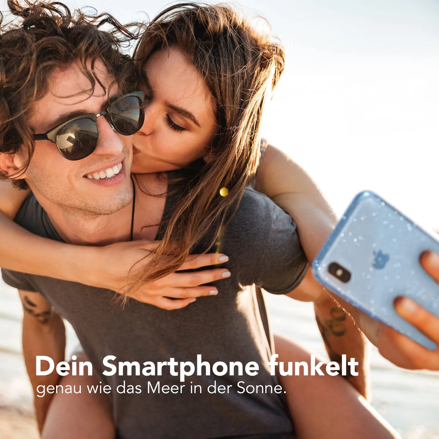 EAZY CASE Glitzer iPhone XS Max Handyhülle Blau funkelnd