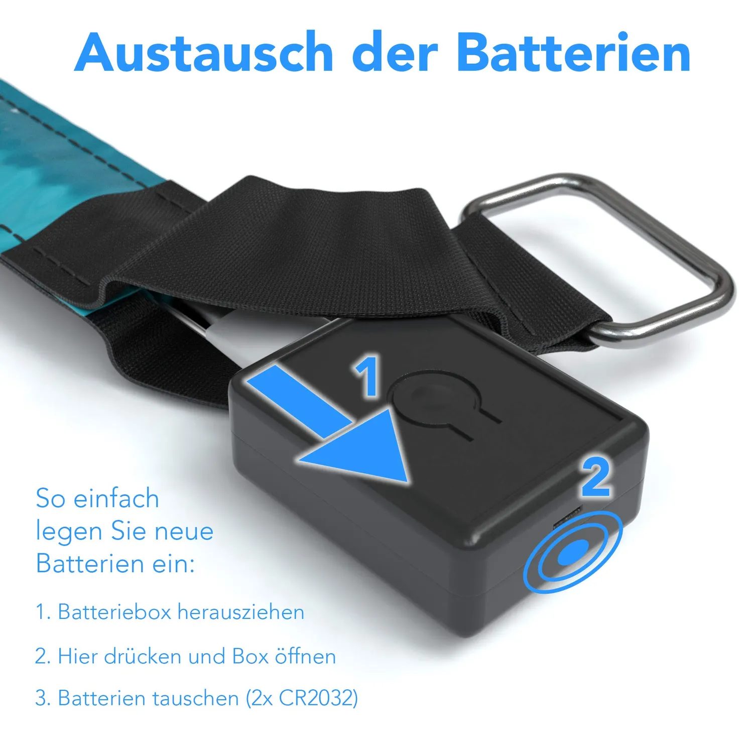 EAZY CASE LED Armband Blau 4er Leuchtband Klett 3 Modi