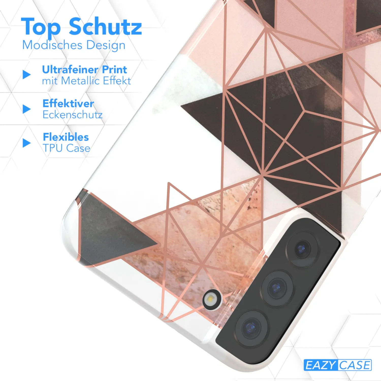 EAZY CASE Galaxy S22 Plus Silikonhülle Geometrie Rosa Braun