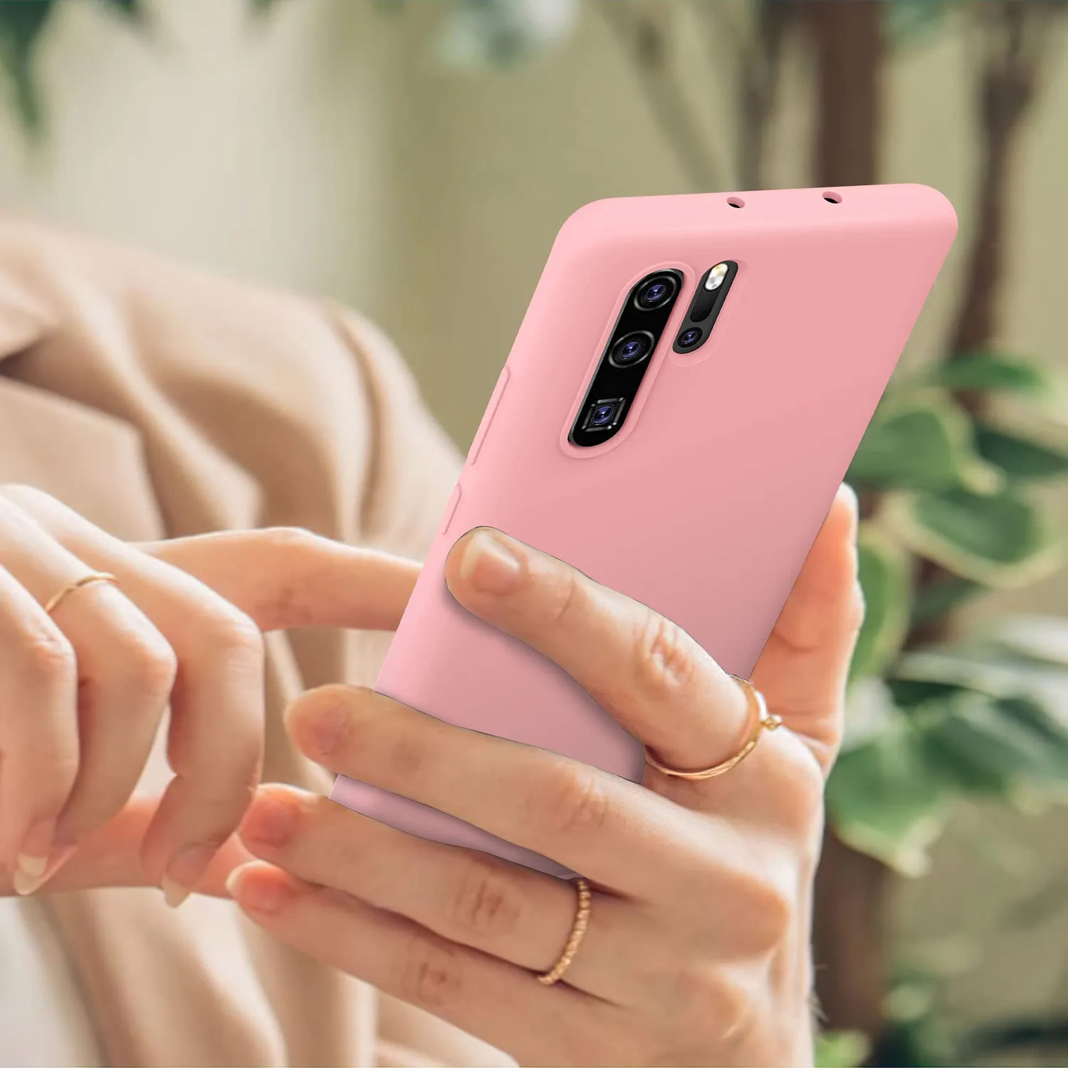 YATWIN Huawei P30 Pro Silikonhülle Rosa Microfaser