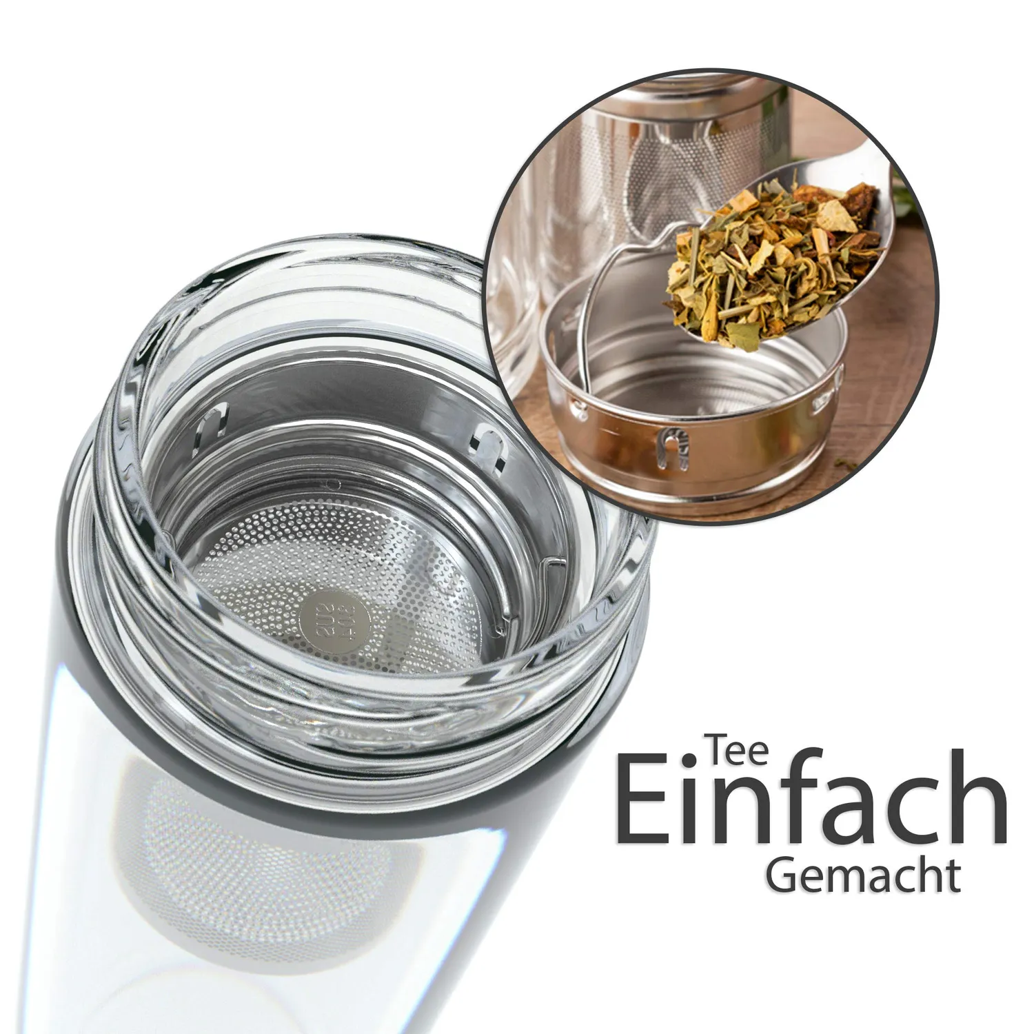 EAZY CASE Teeflasche Glas 500ml Bambusdeckel