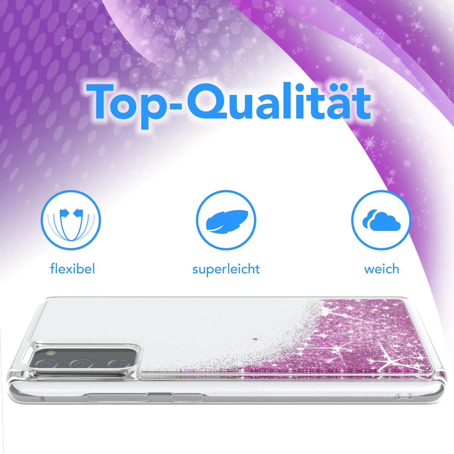 EAZY CASE Galaxy S20 FE Glitzerhülle Liquid Lila transparent