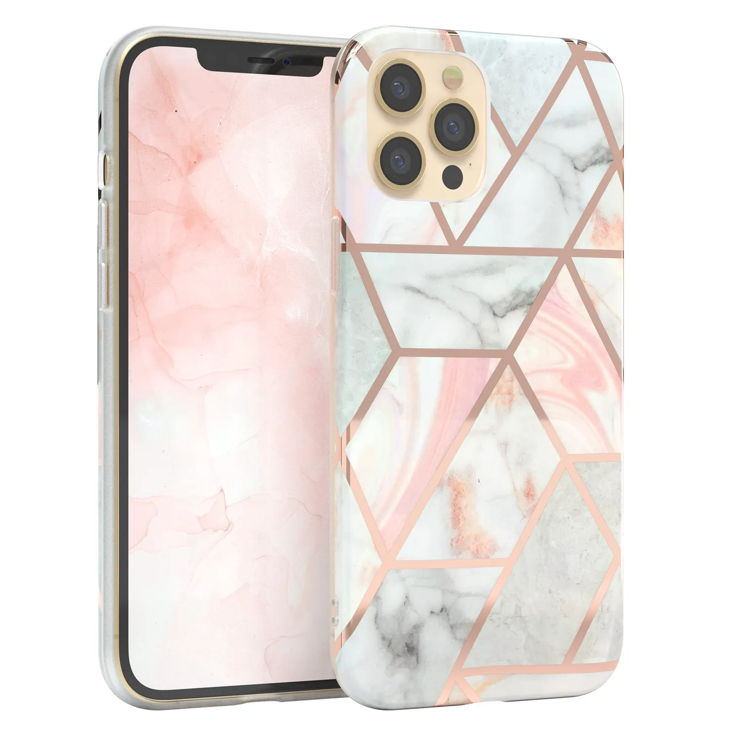 EAZY CASE iPhone 12 Pro Max Silikonhülle Blumen Rosé-Gold