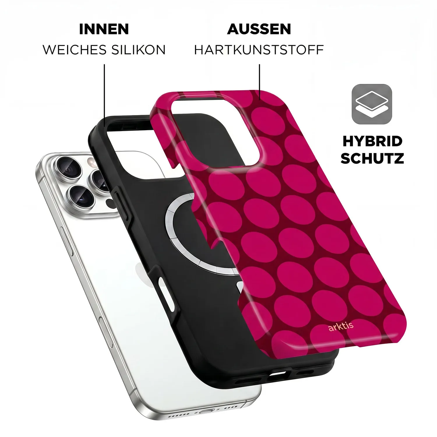 arktis iPhone 16 Pro Max Hülle Polka Dots MagSafe
